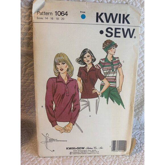 Kwik Sew Misses Top Sewing Pattern sz 14-20 1064 - uncut - Picture 9 of 11